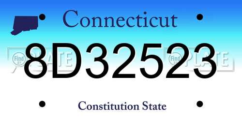 8D32523 Connecticut License Plate
