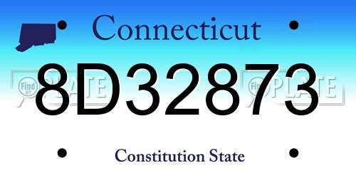 8D32873 Connecticut License Plate