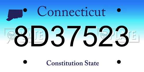 8D37523 Connecticut License Plate