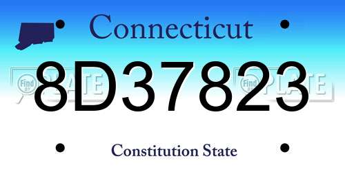 8D37823 Connecticut License Plate