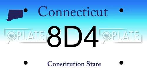 8D4 Connecticut License Plate