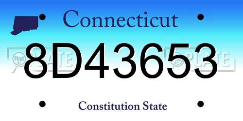 8D43653 Connecticut License Plate