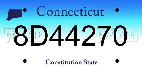 8D44270 Connecticut License Plate