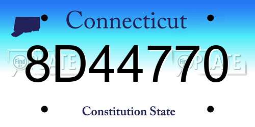8D44770 Connecticut License Plate