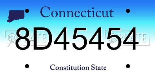8D45454 Connecticut License Plate