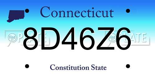8D46Z6 Connecticut License Plate