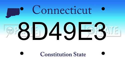 8D49E3 Connecticut License Plate