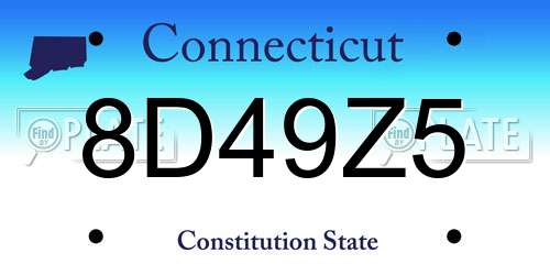 8D49Z5 Connecticut License Plate