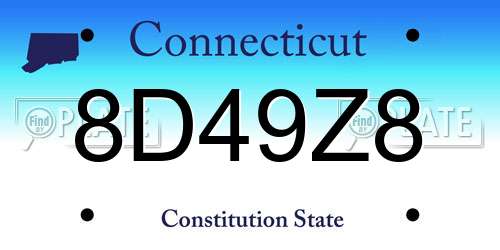 8D49Z8 Connecticut License Plate