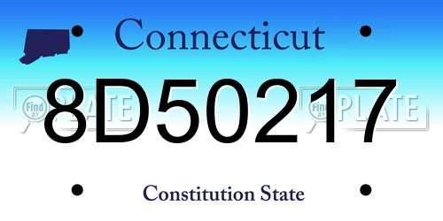 8D50217 Connecticut License Plate