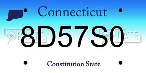 8D57S0 Connecticut License Plate