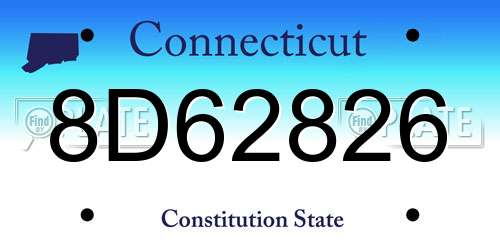 8D62826 Connecticut License Plate