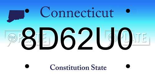 8D62U0 Connecticut License Plate