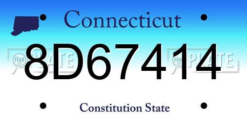 8D67414 Connecticut License Plate