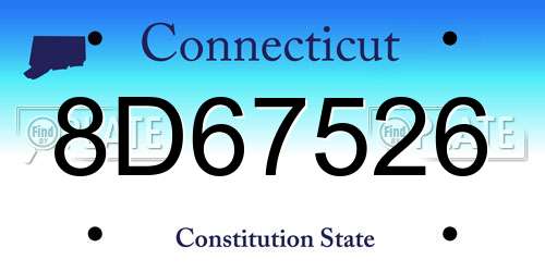8D67526 Connecticut License Plate