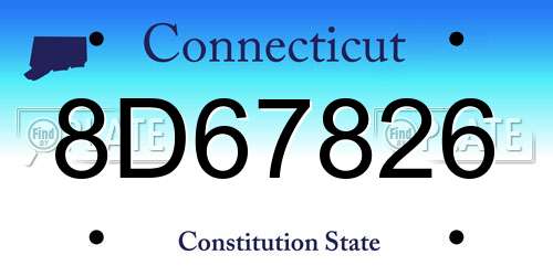 8D67826 Connecticut License Plate