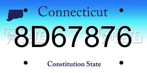 8D67876 Connecticut License Plate