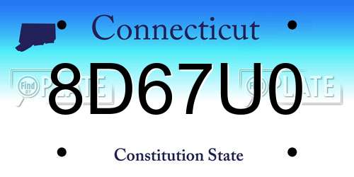 8D67U0 Connecticut License Plate