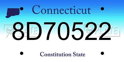 8D70522 Connecticut License Plate