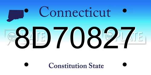 8D70827 Connecticut License Plate