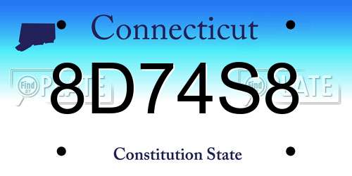 8D74S8 Connecticut License Plate