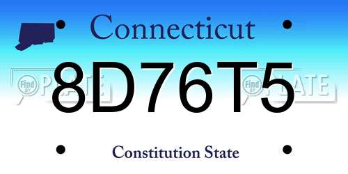 8D76T5 Connecticut License Plate