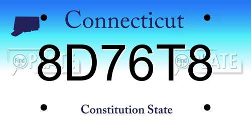 8D76T8 Connecticut License Plate