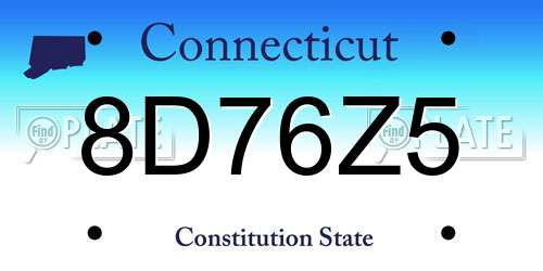8D76Z5 Connecticut License Plate