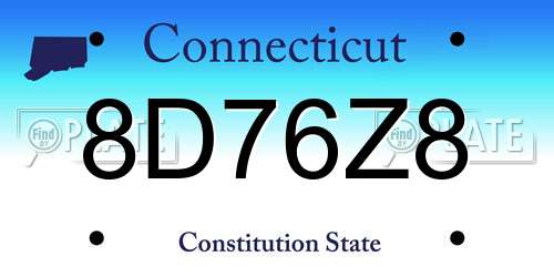 8D76Z8 Connecticut License Plate