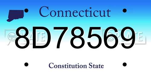 8D78569 Connecticut License Plate
