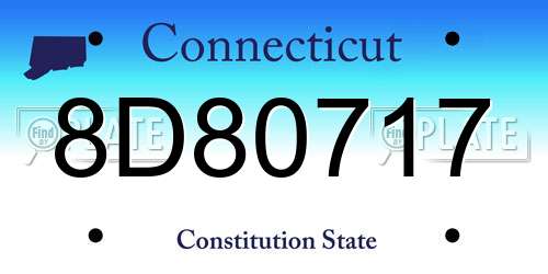 8D80717 Connecticut License Plate