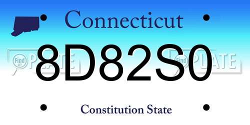 8D82S0 Connecticut License Plate