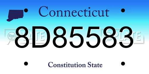 8D85583 Connecticut License Plate