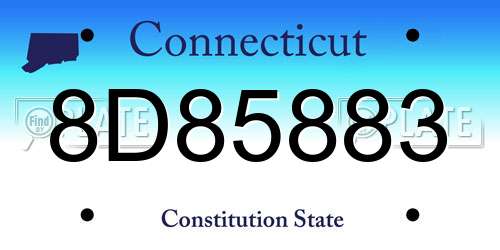 8D85883 Connecticut License Plate