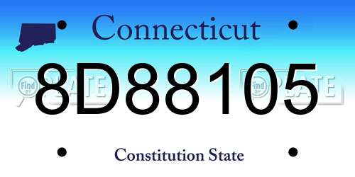 8D88105 Connecticut License Plate