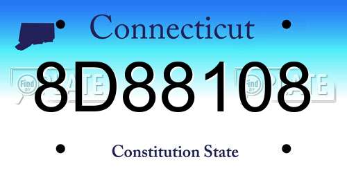 8D88108 Connecticut License Plate