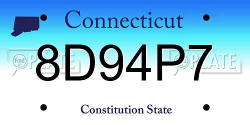 8D94P7 Connecticut License Plate