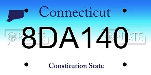 8DA140 Connecticut License Plate