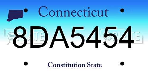 8DA5454 Connecticut License Plate