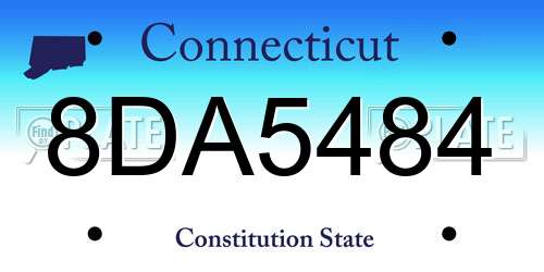 8DA5484 Connecticut License Plate