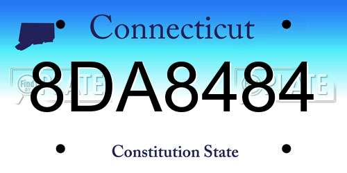 8DA8484 Connecticut License Plate