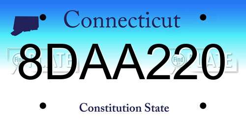 8DAA220 Connecticut License Plate