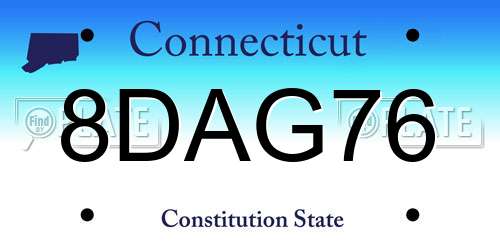 8DAG76 Connecticut License Plate