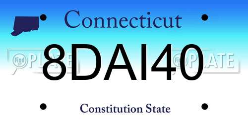8DAI40 Connecticut License Plate