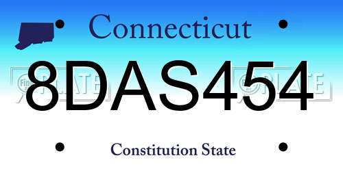 8DAS454 Connecticut License Plate