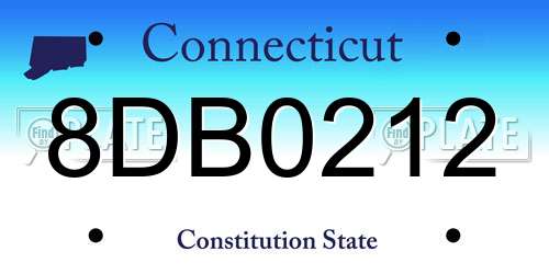 8DB0212 Connecticut License Plate