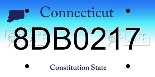 8DB0217 Connecticut License Plate