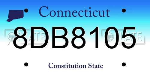 8DB8105 Connecticut License Plate