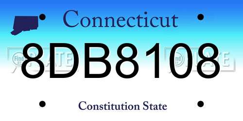 8DB8108 Connecticut License Plate