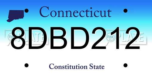 8DBD212 Connecticut License Plate